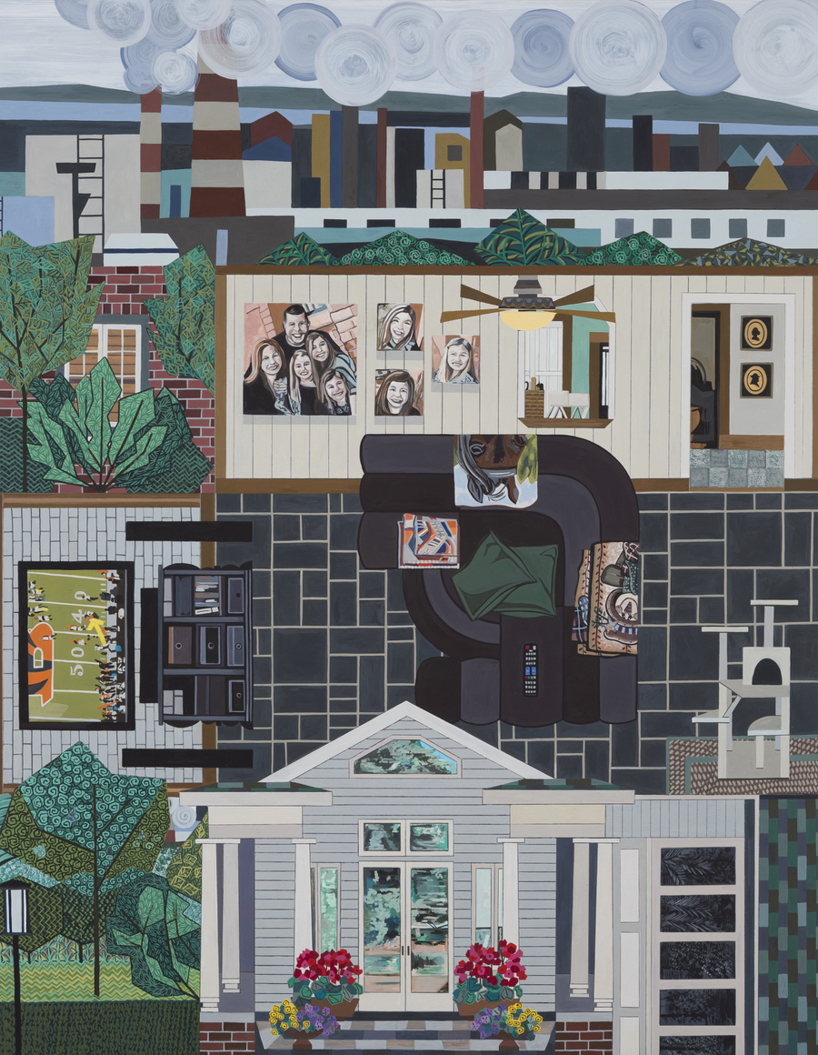 Family Room (Sister) (2017): interiér videný z viacerých strán.